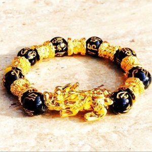 Pixiu-G Good Fortune Black & Gold Unisex Bracelet